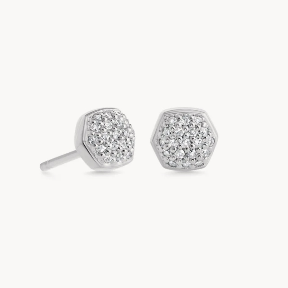 Kendra Scott Silver Hexagon Stud Earrings